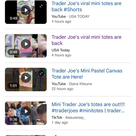 LARGE Lavender 💜 Trader Joe’s Canvas Tote Bag 🎁 FREE TJ Comfort Foods Poly Bag - Picture 9 of 16